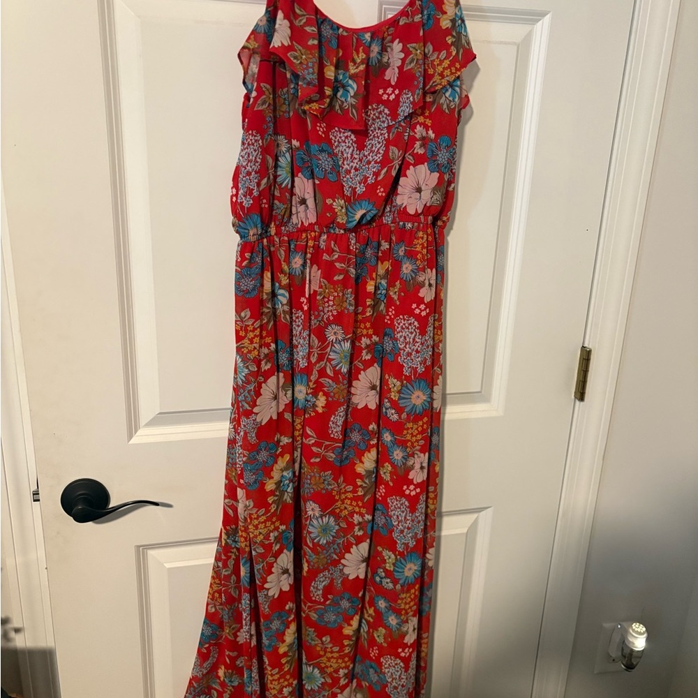 Floral Red Maxi Dress
